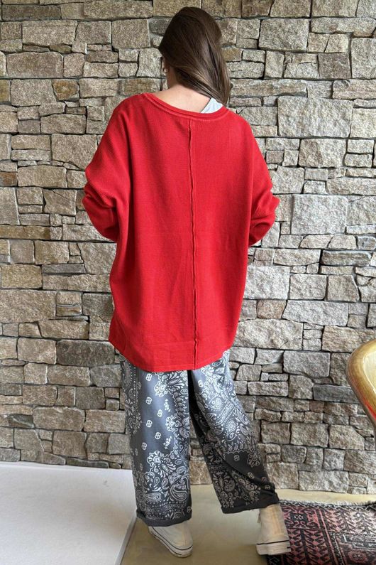 Frankie Waffle Box Knit Chili /25=